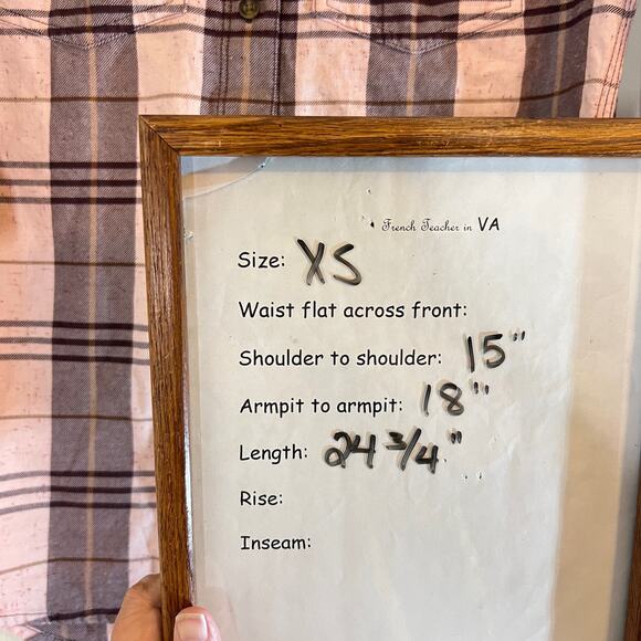 Carhartt Relaxed Fit Flannel Sz XS Pink Brown Plaid 3/4 Sleeves No Collar - Picture 7 of 7